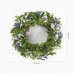 Safavieh FAUX 24-Inch Boxwood & Berry Wreath - Lifelike Spring Decor for Home, Durable & Versatile Accent Piece FXP1038A
