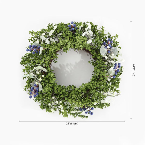 Safavieh FAUX 24-Inch Boxwood & Berry Wreath - Lifelike Spring Decor for Home, Durable & Versatile Accent Piece FXP1038A