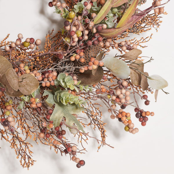 Safavieh FAUX 26 Inch Berry & Acorn Wreath - Rustic Charm for Fall Decor, Low Maintenance & Versatile Display FXP1043A