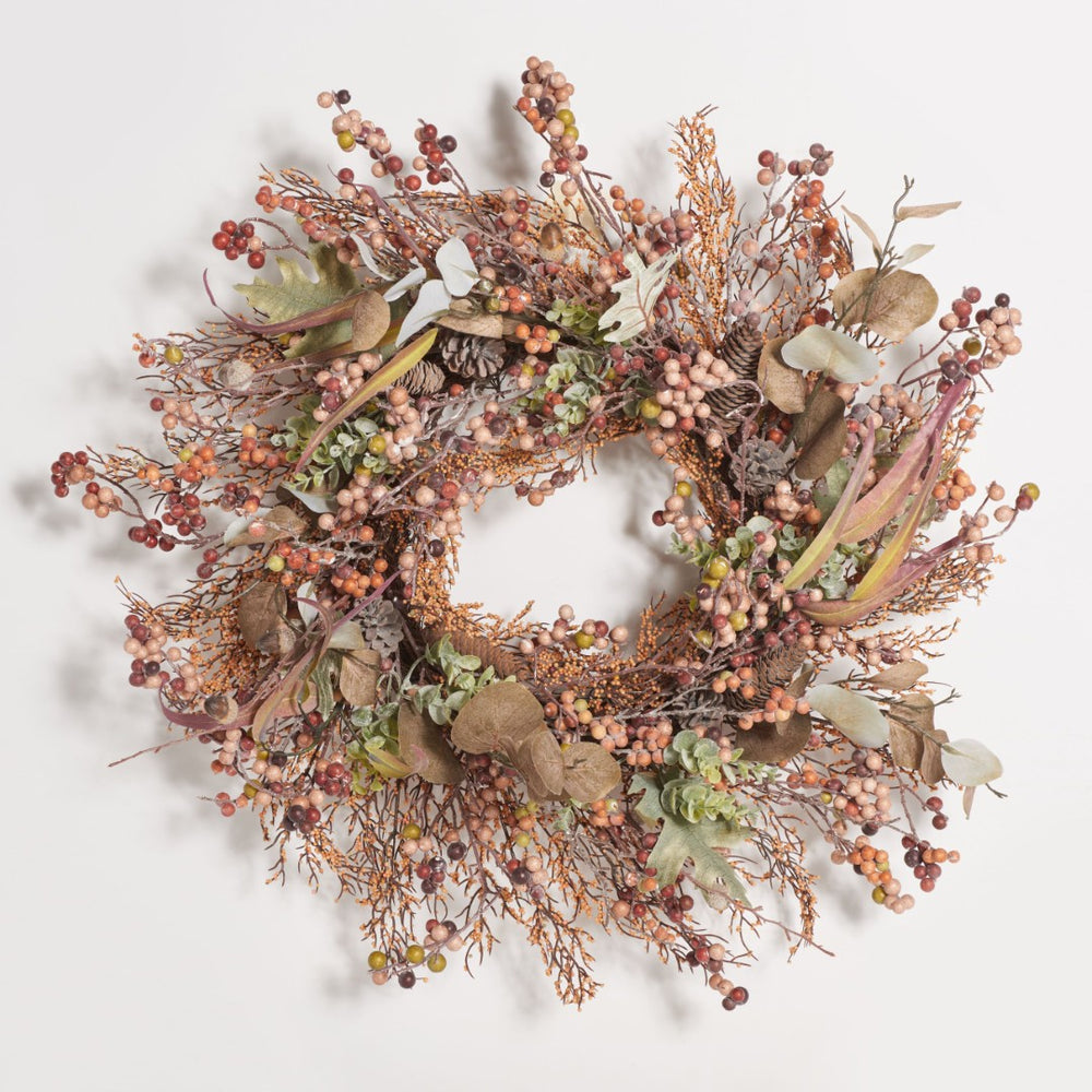 Safavieh FAUX 26 Inch Berry & Acorn Wreath - Rustic Charm for Fall Decor, Low Maintenance & Versatile Display FXP1043A