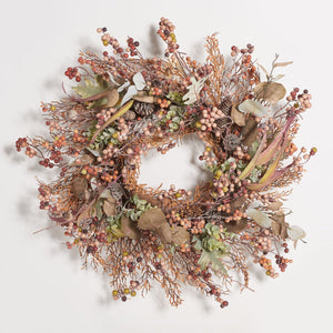 Safavieh FAUX 26 Inch Berry & Acorn Wreath - Rustic Charm for Fall Decor, Low Maintenance & Versatile Display FXP1043A