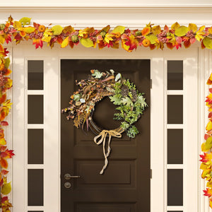 Safavieh FAUX 24 Inch Berry & Eucalyptus Semi-Wreath - Elegant Autumn Decor for Doors, Mantels, and Tables FXP1044A