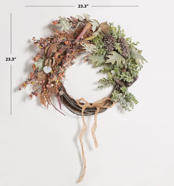 Safavieh FAUX 24 Inch Berry & Eucalyptus Semi-Wreath - Elegant Autumn Decor for Doors, Mantels, and Tables FXP1044A