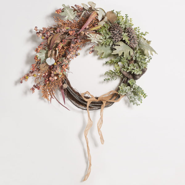 Safavieh FAUX 24 Inch Berry & Eucalyptus Semi-Wreath - Elegant Autumn Decor for Doors, Mantels, and Tables FXP1044A