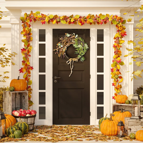 Safavieh FAUX 24 Inch Berry & Eucalyptus Semi-Wreath - Elegant Autumn Decor for Doors, Mantels, and Tables FXP1044A
