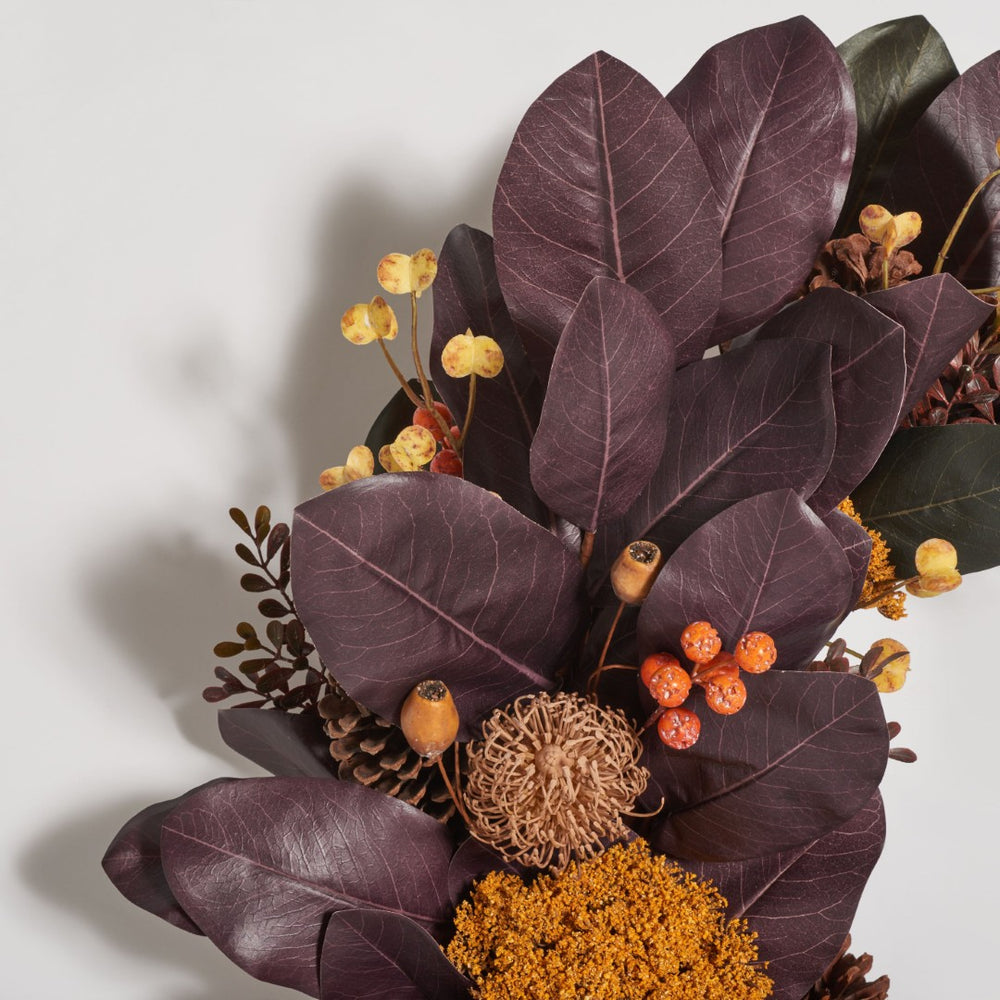 Safavieh FAUX 30-Inch Magnolia Leaf & Fruit Wreath - Lifelike Autumn Decor for Year-Round Charm & Style FXP1047A
