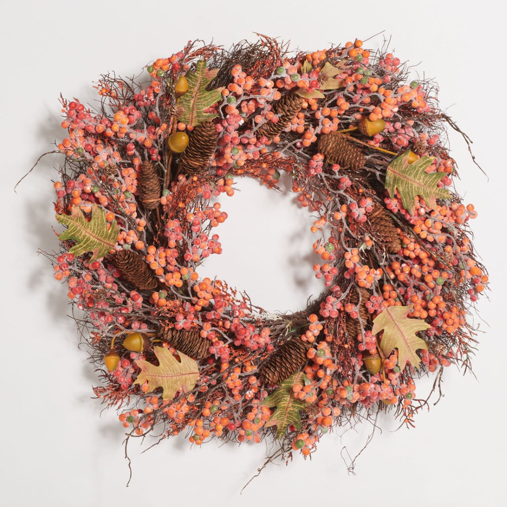 Safavieh FAUX 26-Inch Autumn Wreath with Berries, Acorns, Pine Cones & Oak Leaves for Year-Round Decor FXP1054A