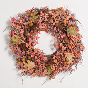 Safavieh FAUX 26-Inch Autumn Wreath with Berries, Acorns, Pine Cones & Oak Leaves for Year-Round Decor FXP1054A