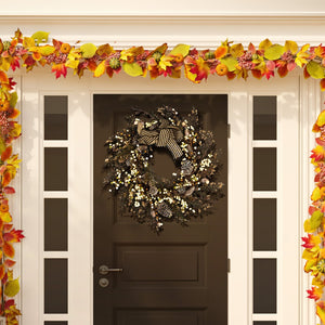 Safavieh FAUX 31-Inch Autumn Berry & Pine Cone Wreath with Bow – Rustic, Maintenance-Free Home Decor Piece FXP1055A