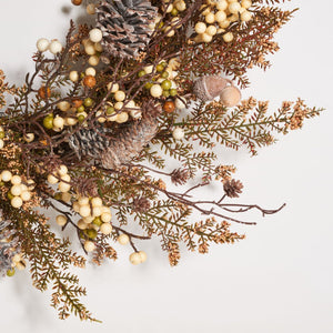 Safavieh FAUX 31-Inch Autumn Berry & Pine Cone Wreath with Bow – Rustic, Maintenance-Free Home Decor Piece FXP1055A