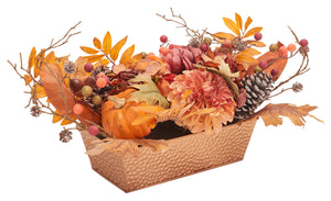 Safavieh FAUX 25-Inch Peony & Pumpkin Arrangement in Rustic Wood Planter - Perfect Autumn Home Decor Piece! FXP1057A