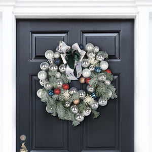 Safavieh FAUX 20-Inch Pine LED Wreath with Vibrant Ornaments for Festive Holiday Decor & Easy Maintenance FXP1086A