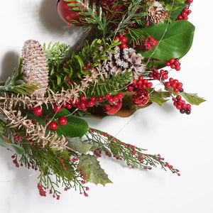 Safavieh FAUX 30 Inch Myrtle LED Wreath with Vibrant Red Bells - Perfect for Holiday Decor & Indoor Charm! FXP1092A