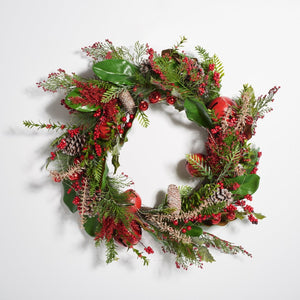 Safavieh FAUX 30 Inch Myrtle LED Wreath with Vibrant Red Bells - Perfect for Holiday Decor & Indoor Charm! FXP1092A