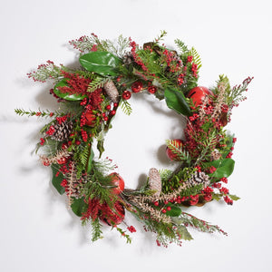Safavieh FAUX 30 Inch Myrtle LED Wreath with Vibrant Red Bells - Perfect for Holiday Decor & Indoor Charm! FXP1092A