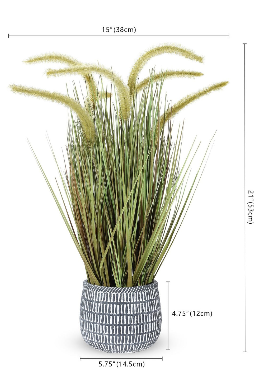 Safavieh FAUX 21-Inch Potted Grass Plant - Realistic Foxtail Design for Low-Maintenance Greenery Decor FXP2000A