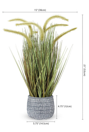 Safavieh FAUX 21-Inch Potted Grass Plant - Realistic Foxtail Design for Low-Maintenance Greenery Decor FXP2000A
