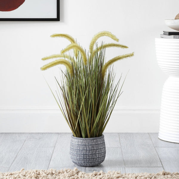 Safavieh FAUX 21-Inch Potted Grass Plant - Realistic Foxtail Design for Low-Maintenance Greenery Decor FXP2000A