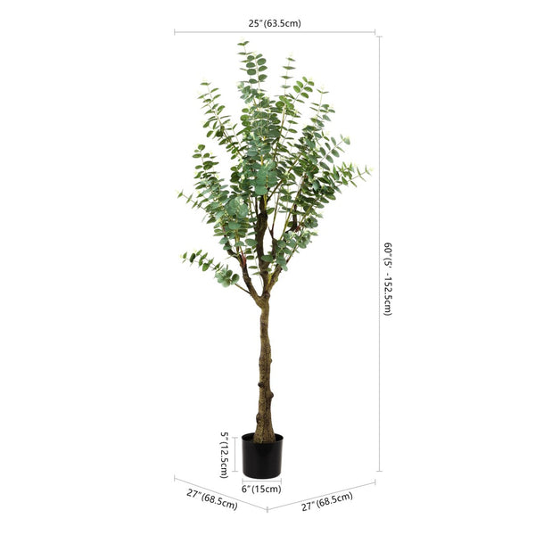 Safavieh FAUX 60-Inch Potted Eucalyptus Tree - Realistic Greenery for Elegant Home & Office Decor Solutions FXP2001A