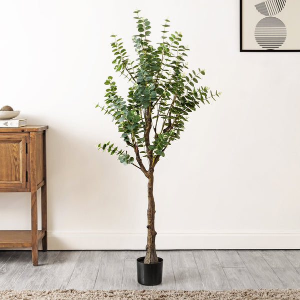 Safavieh FAUX 60-Inch Potted Eucalyptus Tree - Realistic Greenery for Elegant Home & Office Decor Solutions FXP2001A