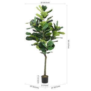 Safavieh FAUX Lifelike 50-Inch Potted Fiddle Leaf Fig Tree - Durable, Low-Maintenance Greenery for Any Space FXP2002A