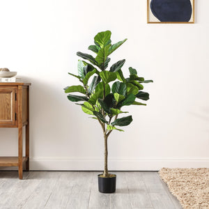 Safavieh FAUX Lifelike 50-Inch Potted Fiddle Leaf Fig Tree - Durable, Low-Maintenance Greenery for Any Space FXP2002A