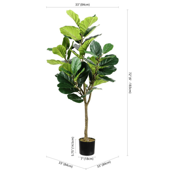 Safavieh FAUX 72-Inch Potted Fiddle Leaf Fig Tree - Stunning, Realistic Décor for Home & Office Spaces FXP2003A