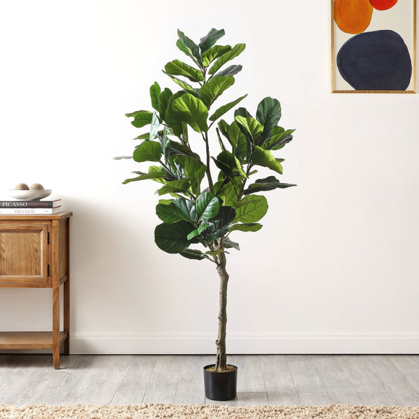 Safavieh FAUX 72-Inch Potted Fiddle Leaf Fig Tree - Stunning, Realistic Décor for Home & Office Spaces FXP2003A