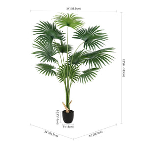 Safavieh FAUX 72 Inch Potted Palm Tree - Lifelike Tropical Decor for Low-Maintenance Indoor & Outdoor Style FXP2005A