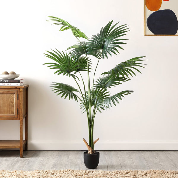 Safavieh FAUX 72 Inch Potted Palm Tree - Lifelike Tropical Decor for Low-Maintenance Indoor & Outdoor Style FXP2005A