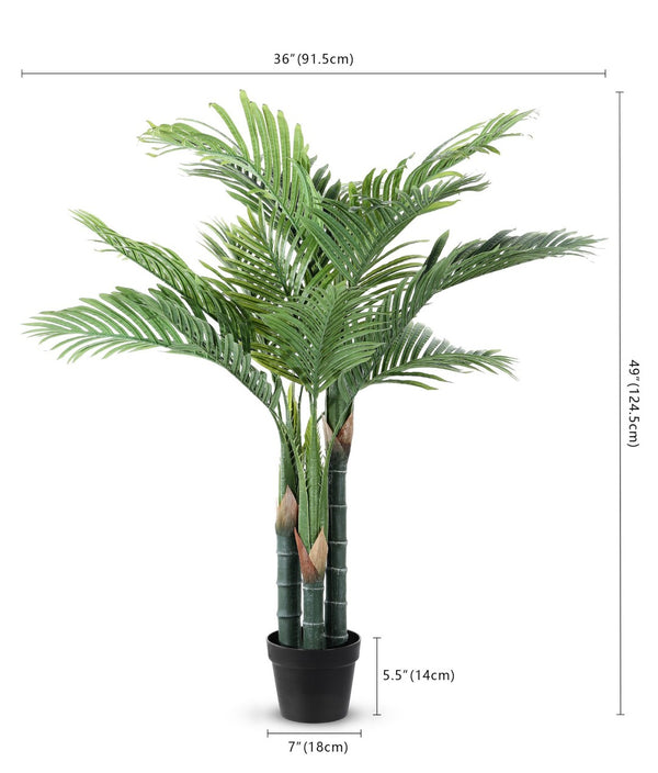 Safavieh FAUX 49-Inch Potted Golden Cane Palm Tree - Lifelike Tropical Decor for Homes, Offices & Events FXP2006A