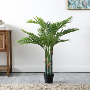 Safavieh FAUX 49-Inch Potted Golden Cane Palm Tree - Lifelike Tropical Decor for Homes, Offices & Events FXP2006A