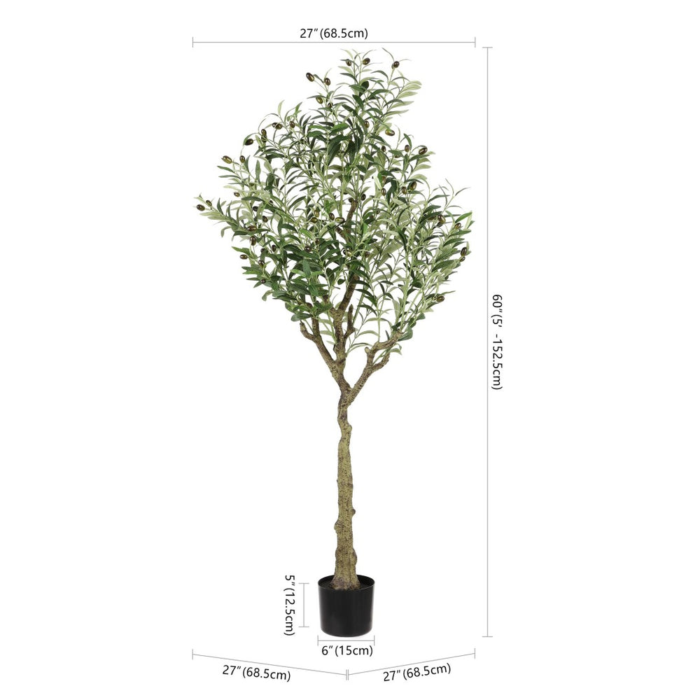 Safavieh FAUX 60-Inch Potted Olive Tree – Lifelike Mediterranean Decor for Effortless Style & Year-Round Beauty FXP2007A