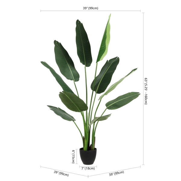 Safavieh FAUX 63-Inch Potted Banana Leaves – Lifelike Tropical Plant for Bold Home Decor & Low Maintenance Style FXP2008A