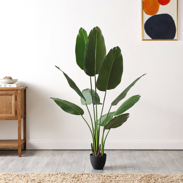 Safavieh FAUX 63-Inch Potted Banana Leaves – Lifelike Tropical Plant for Bold Home Decor & Low Maintenance Style FXP2008A