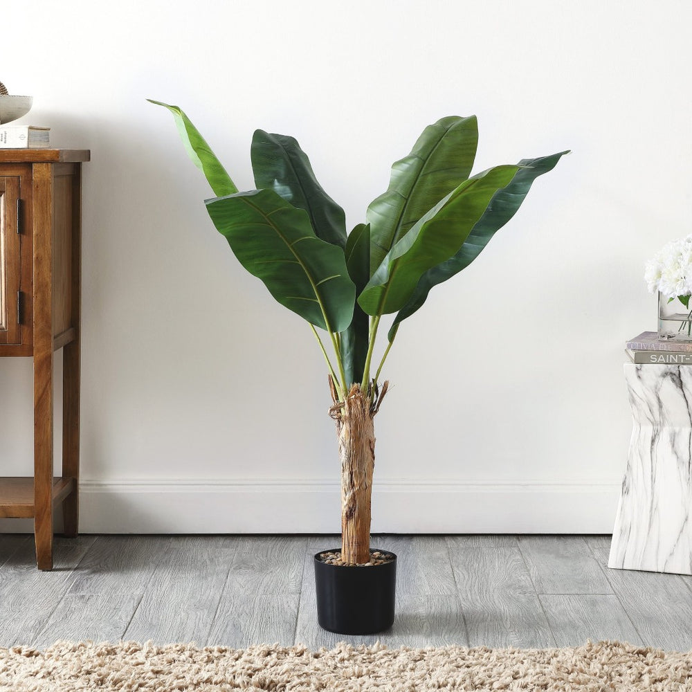 Safavieh FAUX 40-Inch Potted Banana Leaf Tree - Lifelike Tropical Accent for Home, Office, or Staging Decor FXP2009A