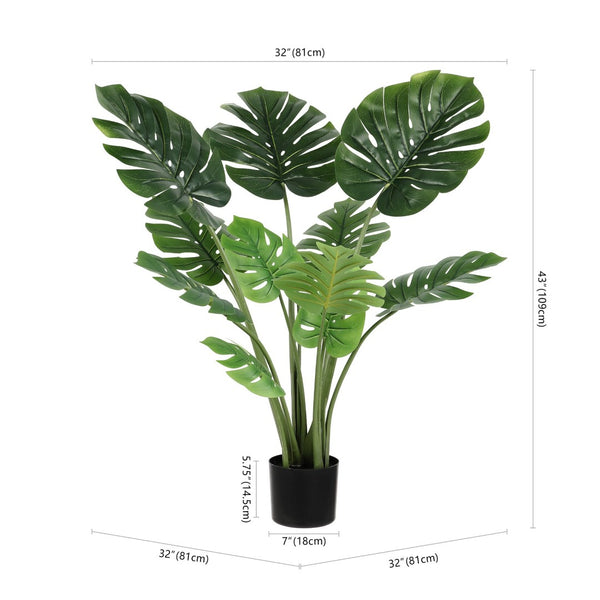 Safavieh FAUX 43-Inch Potted Monstera Tree - Lifelike Tropical Home Decor, No Maintenance & Realistic Design FXP2010A