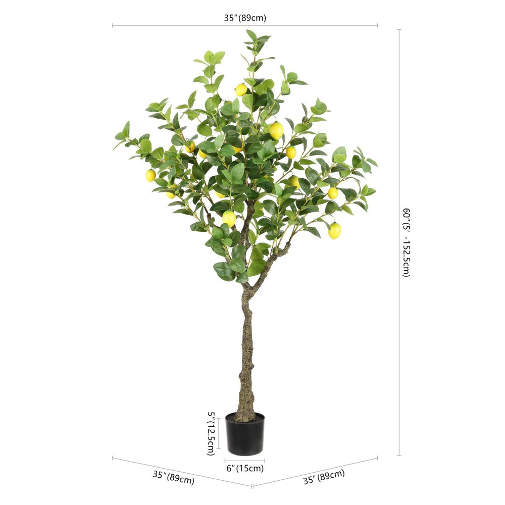 Safavieh FAUX 60-Inch Potted Lemon Tree – Lifelike, Low-Maintenance Indoor Plant for Vibrant Home Decor FXP2011A