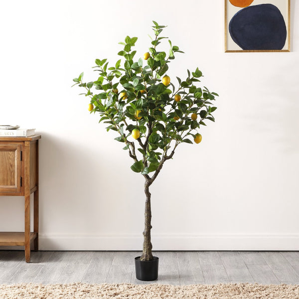 Safavieh FAUX 60-Inch Potted Lemon Tree – Lifelike, Low-Maintenance Indoor Plant for Vibrant Home Decor FXP2011A