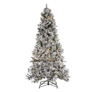 Safavieh 7.5 FT Frosted Green Pre-Lit Artificial Christmas Tree with Pine Cones - Cozy Holiday Decor Magic! FXP2016A