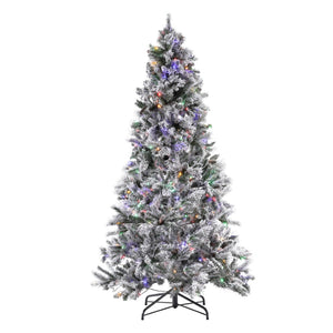Safavieh 7.5 FT Frosted Green Pre-Lit Artificial Christmas Tree with Pine Cones - Cozy Holiday Decor Magic! FXP2016A