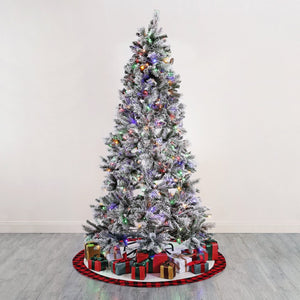 Safavieh 7.5 FT Frosted Green Pre-Lit Artificial Christmas Tree with Pine Cones - Cozy Holiday Decor Magic! FXP2016A
