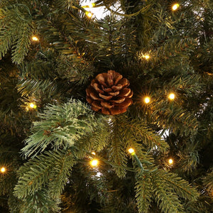 Safavieh 7.5 FT Pre-Lit Artificial Christmas Tree with Realistic Pine Cones for Effortless Holiday Charm FXP2017A