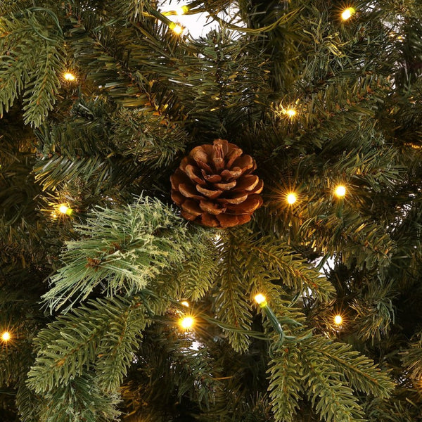 Safavieh 7.5 FT Pre-Lit Artificial Christmas Tree with Realistic Pine Cones for Effortless Holiday Charm FXP2017A