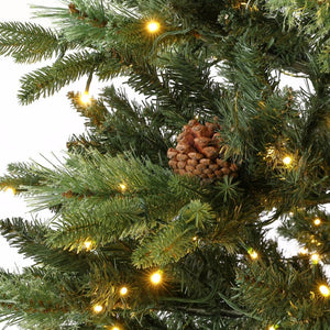 Safavieh 7.5 FT Pre-Lit Artificial Christmas Tree with Realistic Pine Cones for Effortless Holiday Charm FXP2017A