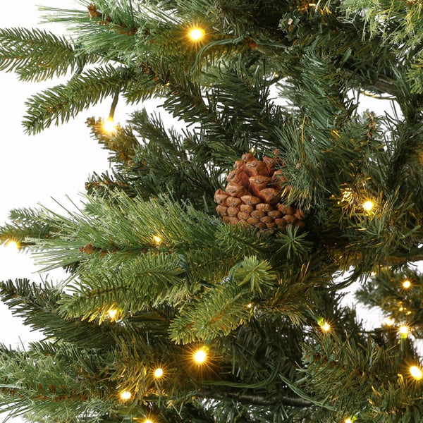 Safavieh 7.5 FT Pre-Lit Artificial Christmas Tree with Realistic Pine Cones for Effortless Holiday Charm FXP2017A