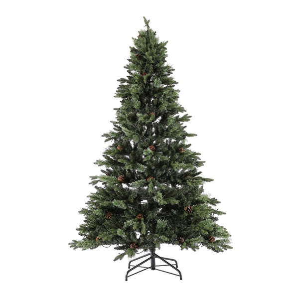 Safavieh 7.5 FT Pre-Lit Artificial Christmas Tree with Realistic Pine Cones for Effortless Holiday Charm FXP2017A