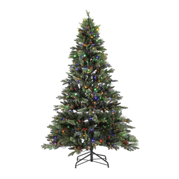 Safavieh 7.5 FT Pre-Lit Artificial Christmas Tree with Realistic Pine Cones for Effortless Holiday Charm FXP2017A