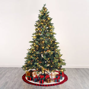 Safavieh 7.5 FT Pre-Lit Artificial Christmas Tree with Realistic Pine Cones for Effortless Holiday Charm FXP2017A