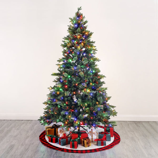 Safavieh 7.5 FT Pre-Lit Artificial Christmas Tree with Realistic Pine Cones for Effortless Holiday Charm FXP2017A